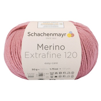 Fir de tricotat si crosetat, 100% lana merinos, grosime fir nr 3 Light, lungime 120 m, 50g, Merino Extrafine 120, Trandafiriu 00129 Fir de tricotat si crosetat, 100% lana merinos, grosime fir nr 3 Light, lungime 120 m, 50g, Merino Extrafine 120, Trandafiriu 00129