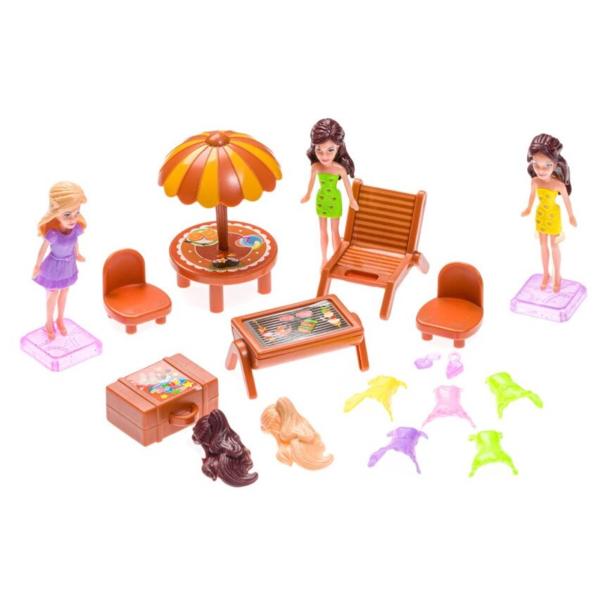 Set de plaja, Zola®, pentru fetite, cu 3 papusi incluse si accesorii