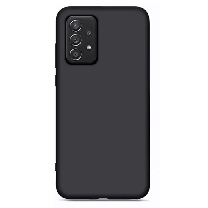 OEM matt szilikon védőtok, ultra-slim, belül mikroszálas, Samsung Galaxy A52 4G / A52 5G / A52s 5G kompatibilis, fekete