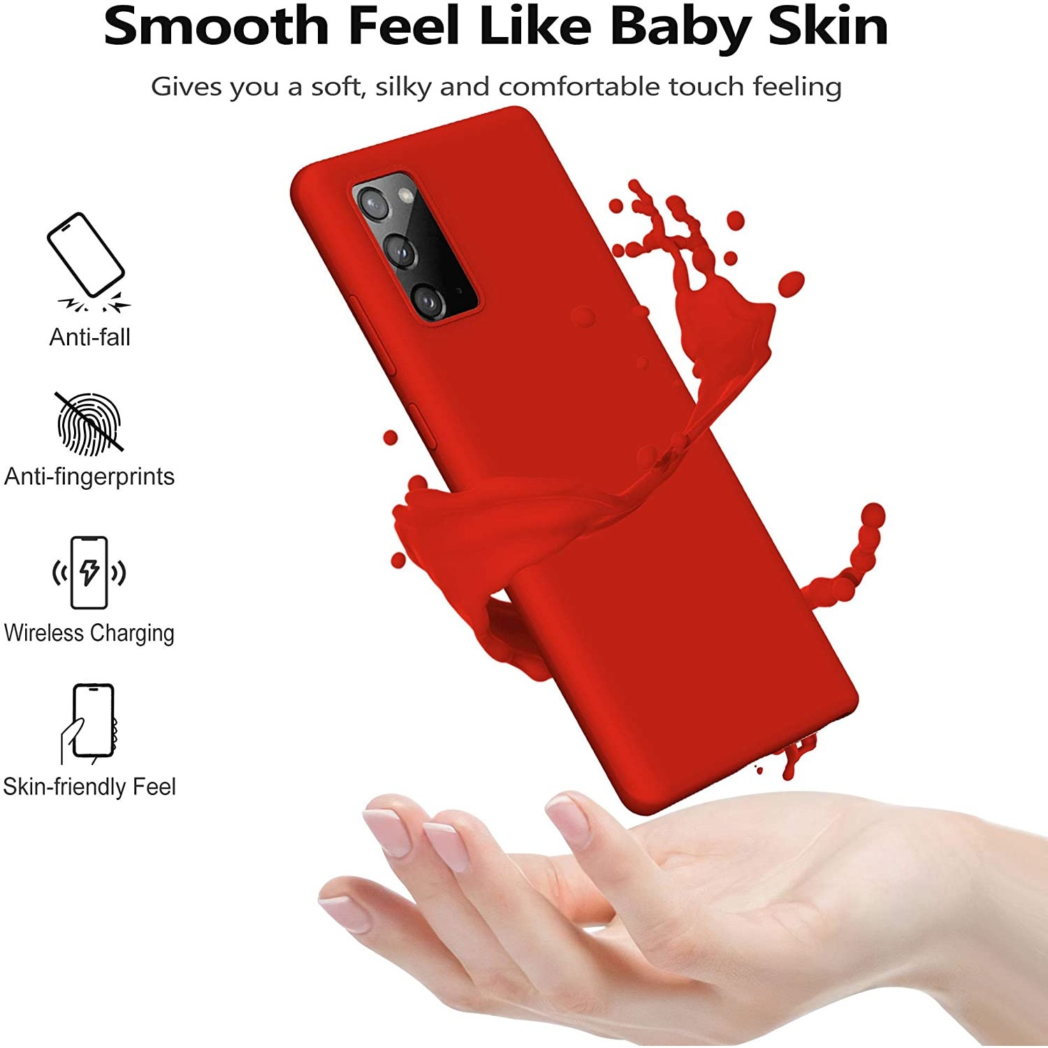 Husa din silicon ultra-slim MATA cu microfibra pe interior, compatibila cu Samsung Galaxy Note 20 5G, Rosie