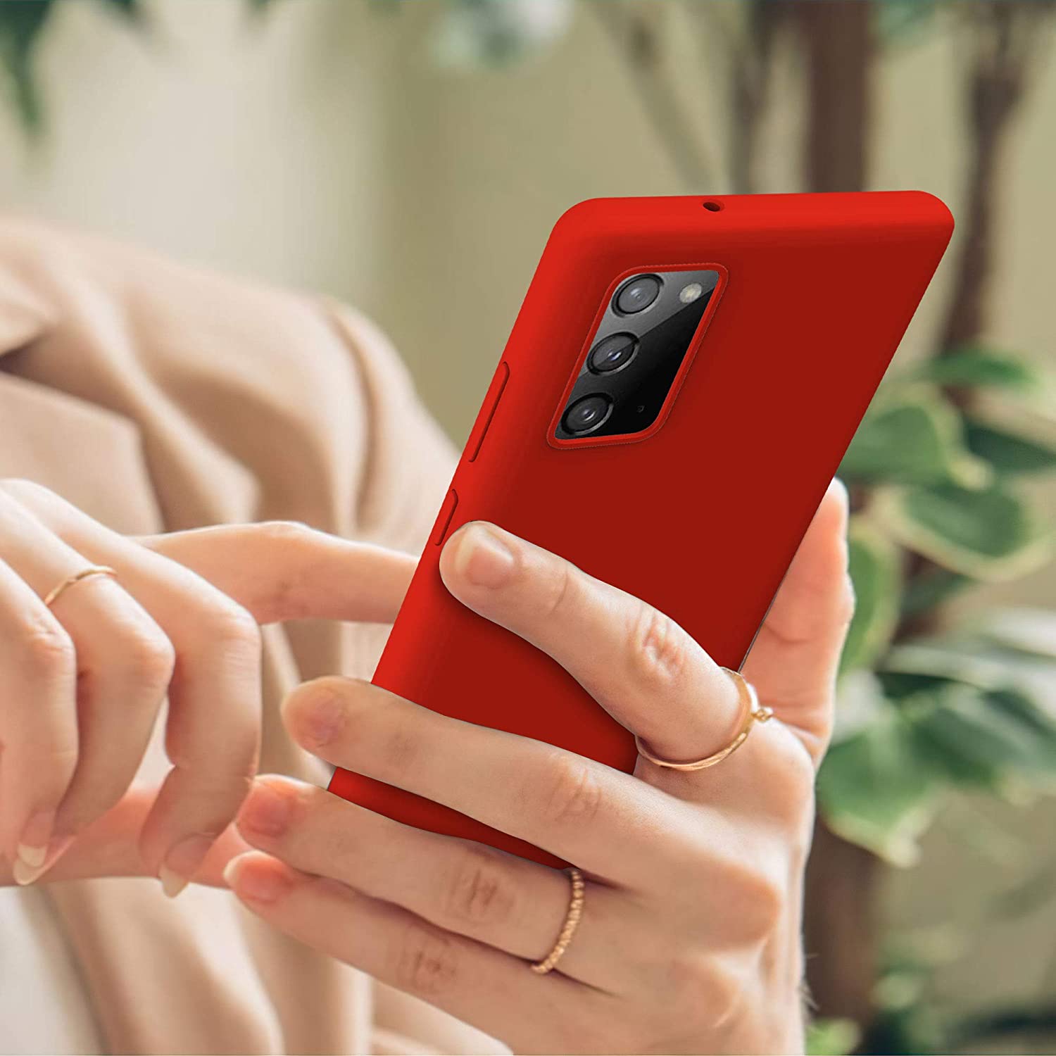 Husa din silicon ultra-slim MATA cu microfibra pe interior, compatibila cu Samsung Galaxy Note 20 5G, Rosie