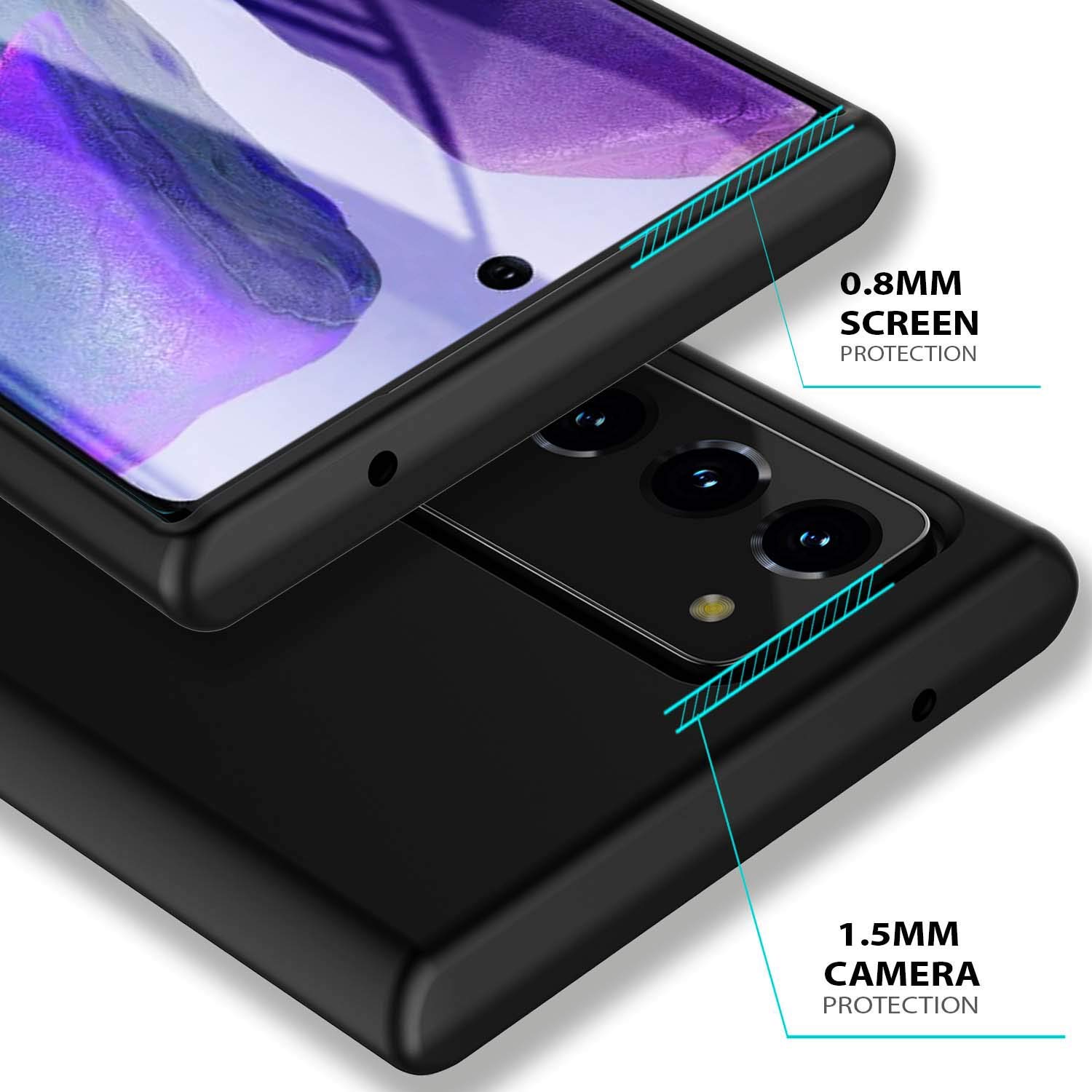 Husa din silicon ultra-slim MATA cu microfibra pe interior, compatibila cu Samsung Galaxy Note 20 5G, Neagra