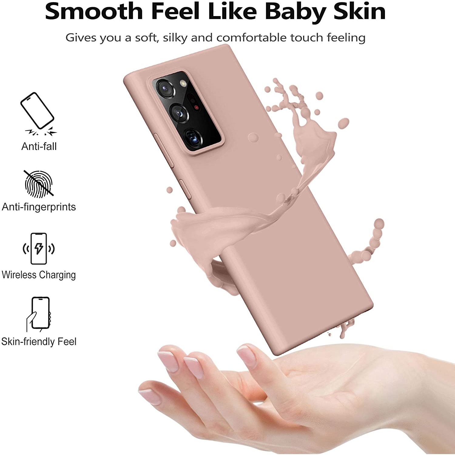 Husa din silicon ultra-slim MATA cu microfibra pe interior, compatibila cu Samsung Galaxy Note 20 Ultra 5G, Roz Pudra