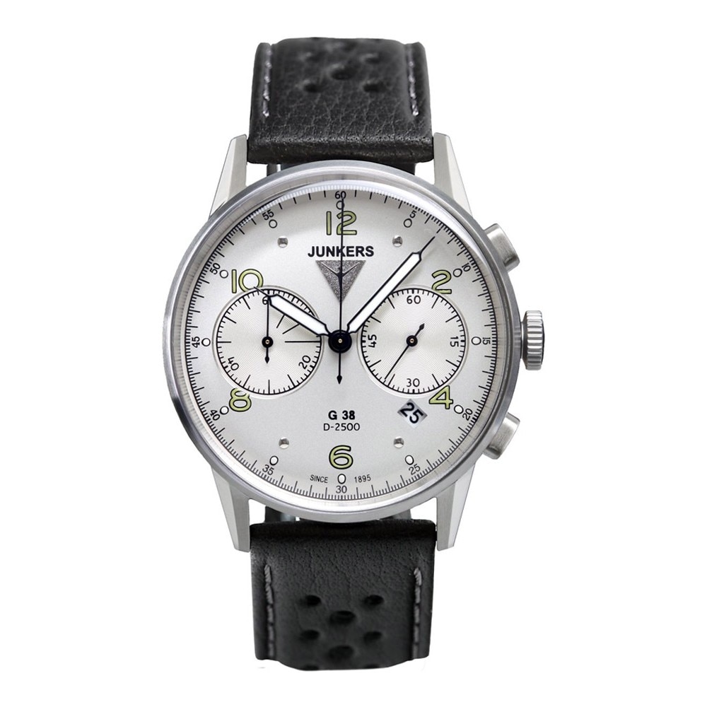 Ceas Argintiu pentru barbati Junkers G38 cu bratara din piele 6984-4