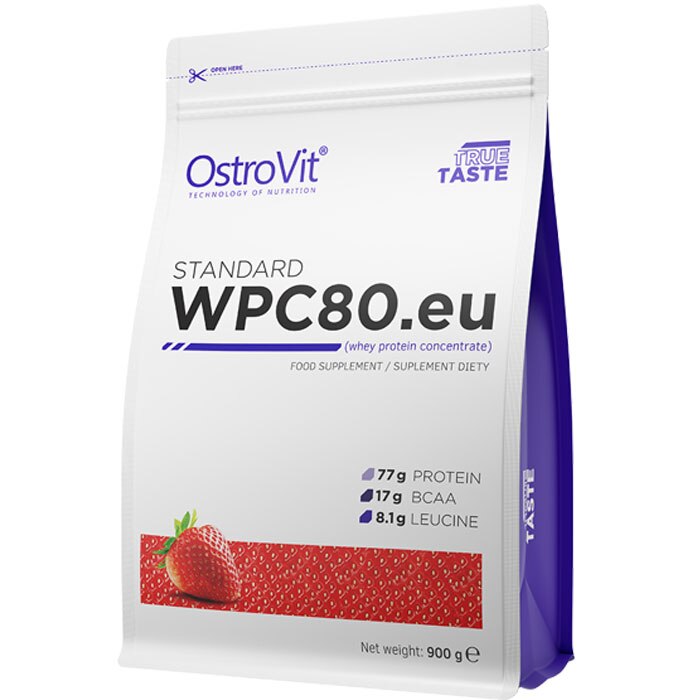 Supliment alimentar Ostrovit WPC80.eu Concentrat de proteine ​​din zer 900g Capsuni