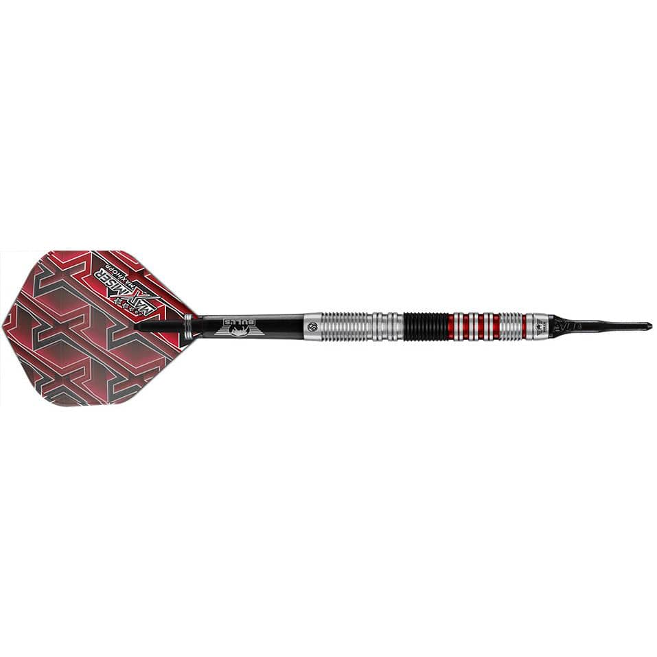 Sageti Darts Bulls Max Hopp, 22 g, 90% Tungsten, 53.1 mm, Negru/Rosu