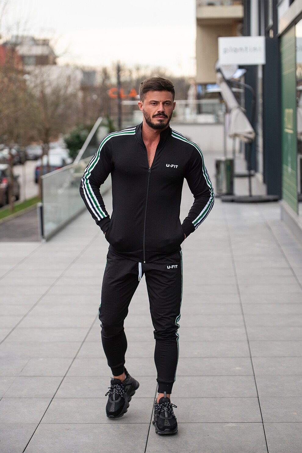 uFIT, Trening cu benzi laterale contrastante, Negru/Alb, S