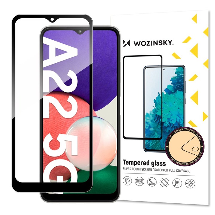 Стъклен Протектор Wozinsky за Samsung Galaxy A22 5G, Закалено стъкло, Черен