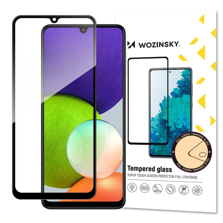 Wozinsky Стъклен Протектор Samsung Galaxy A22 4G, Full Glue, Черен