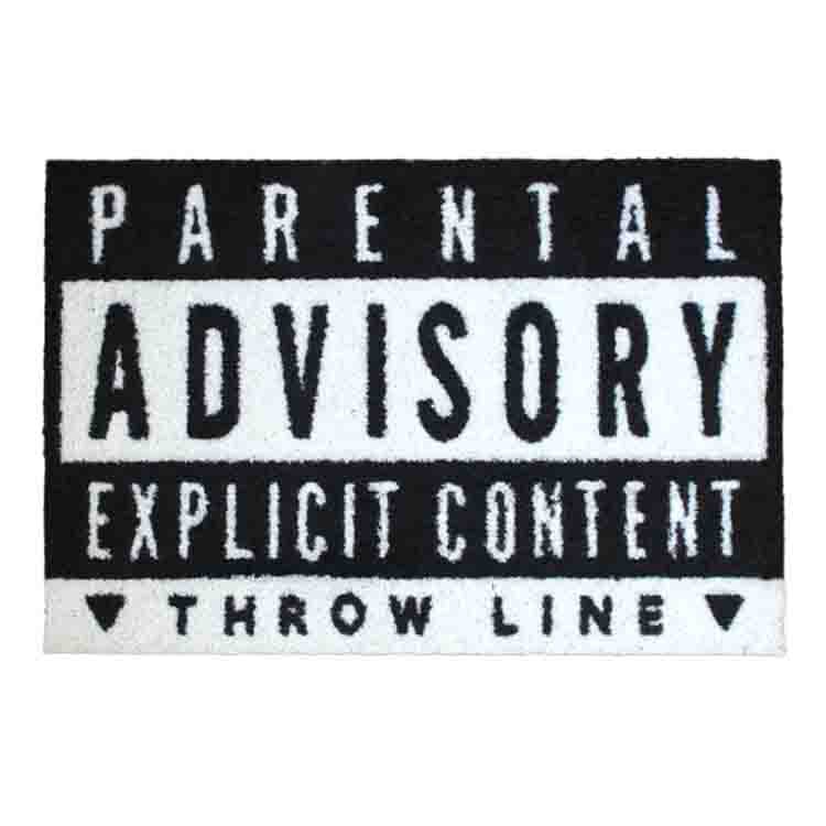 Covor linie de tragere darts Cameo Parental Advisory, 40x60 cm, Alb/Negru
