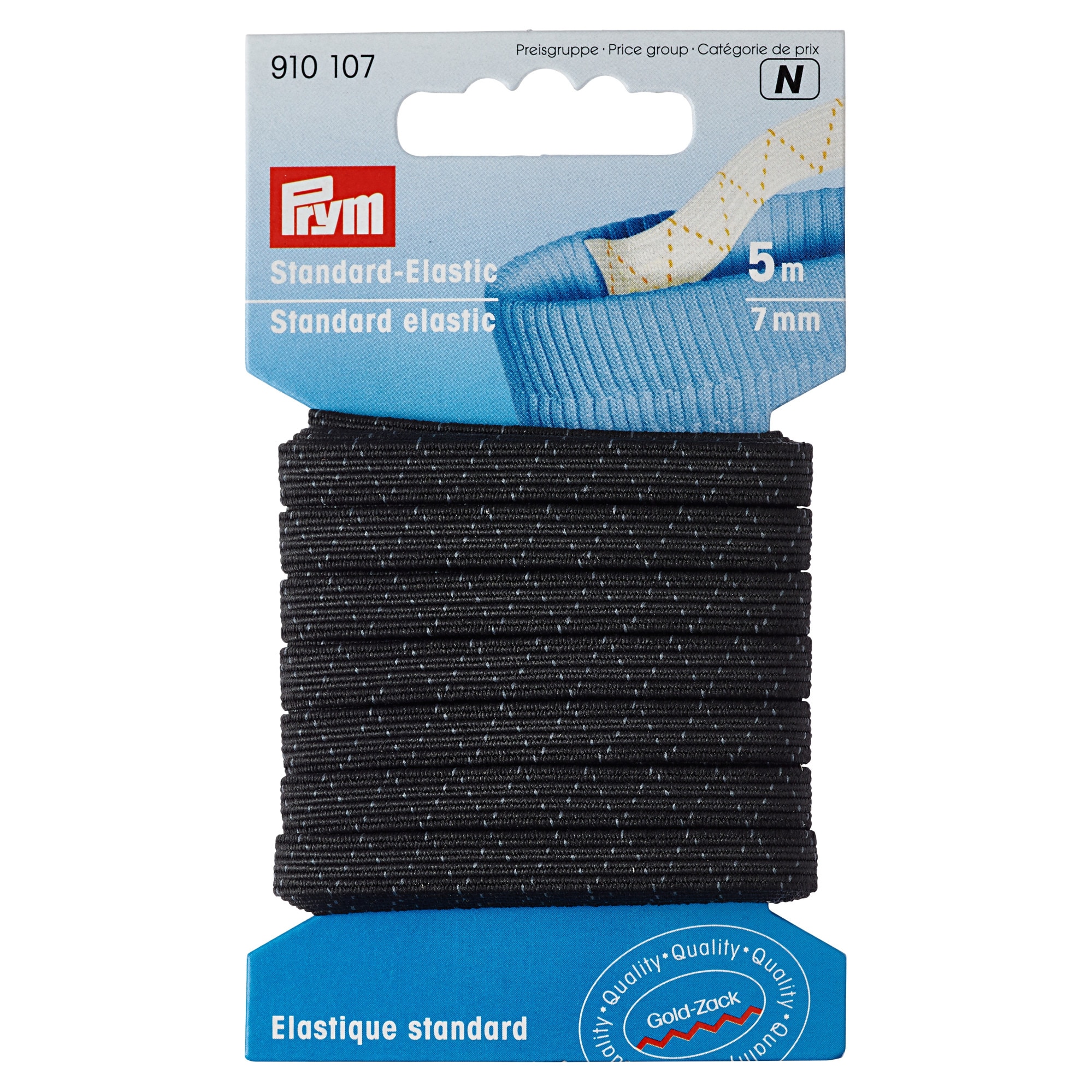 Elastic standard, latime 7 mm, lungime 5 m, negru, Prym