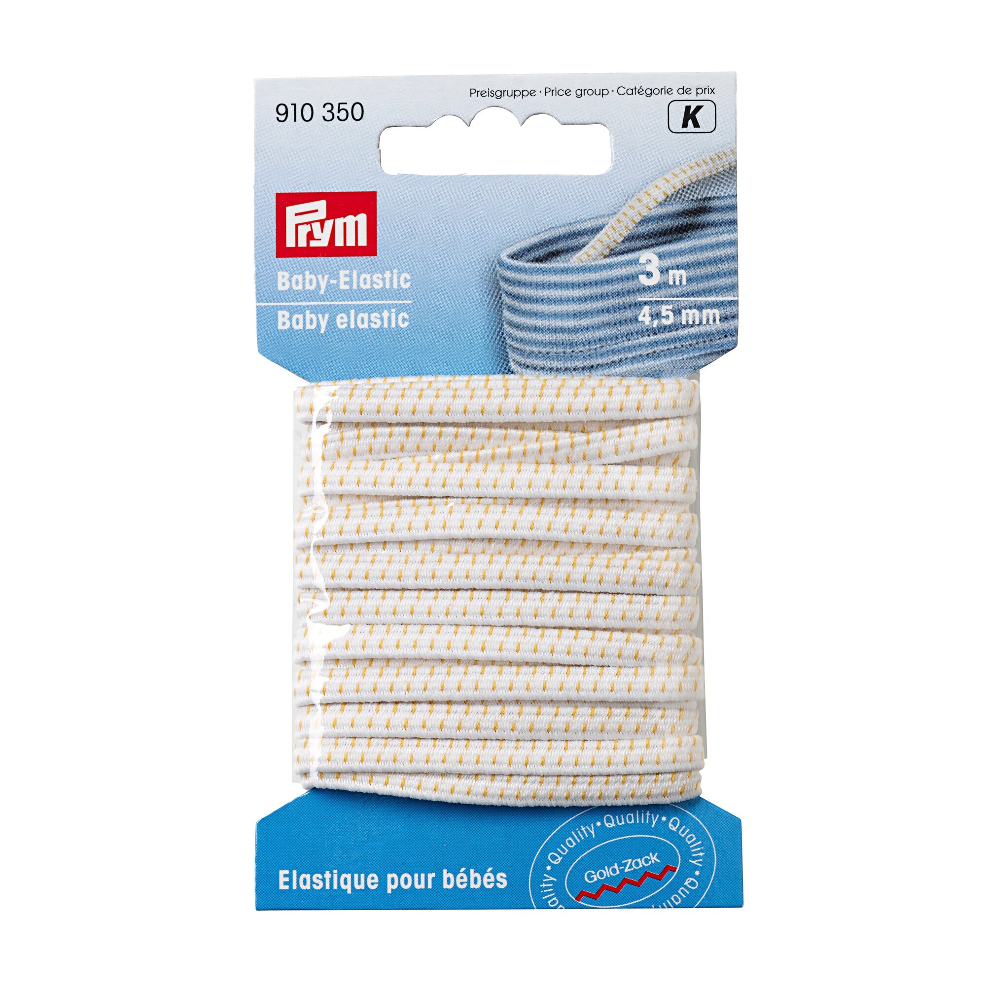 Elastic pentru imbracaminte bebelusi, 4.5 mm latime, 3 m lungime, alb, Prym