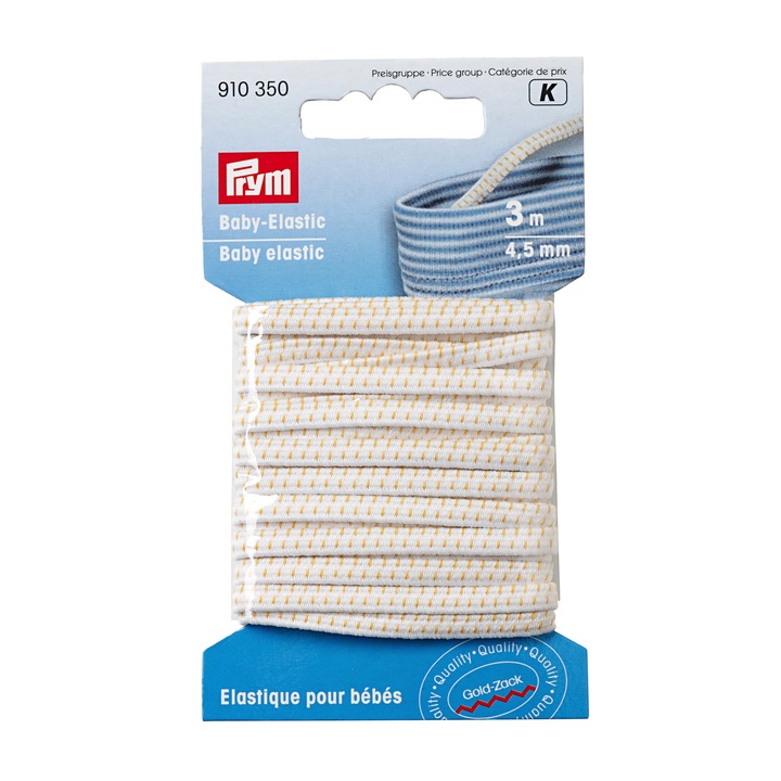Prym Gumi babaruhákhoz, 4,5 mm széles, 3 m hosszú, fehér