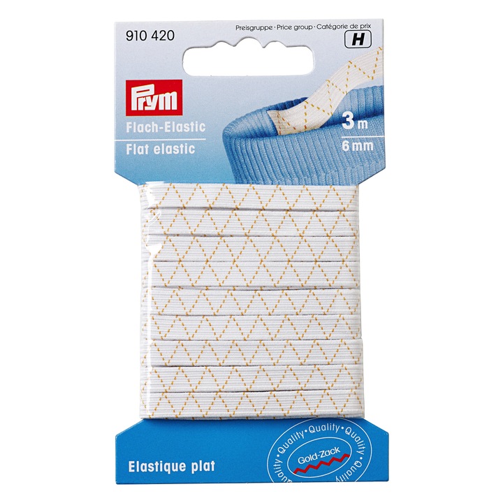 Elastic plat 6 mm latime, 3 m lungime, model zig-zag, alb, Prym