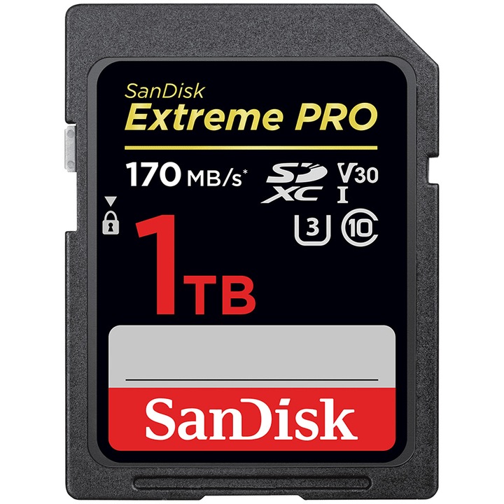 Card de memorie Sandisk Extreme Pro SDXC, 1T, Clasa 10, U3, V30, UHS-I