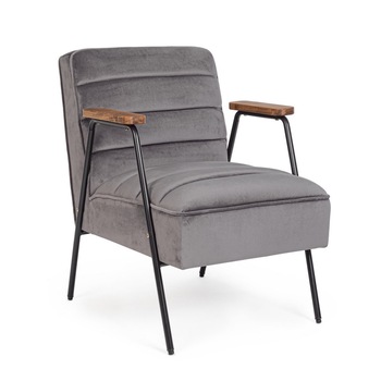 Fotoliu cu tapiterie din catifea gri si picioare din fier negru Octav 60 cm x 70 cm x 78 h Fotoliu cu tapiterie din catifea gri si picioare din fier negru Octav 60 cm x 70 cm x 78 h