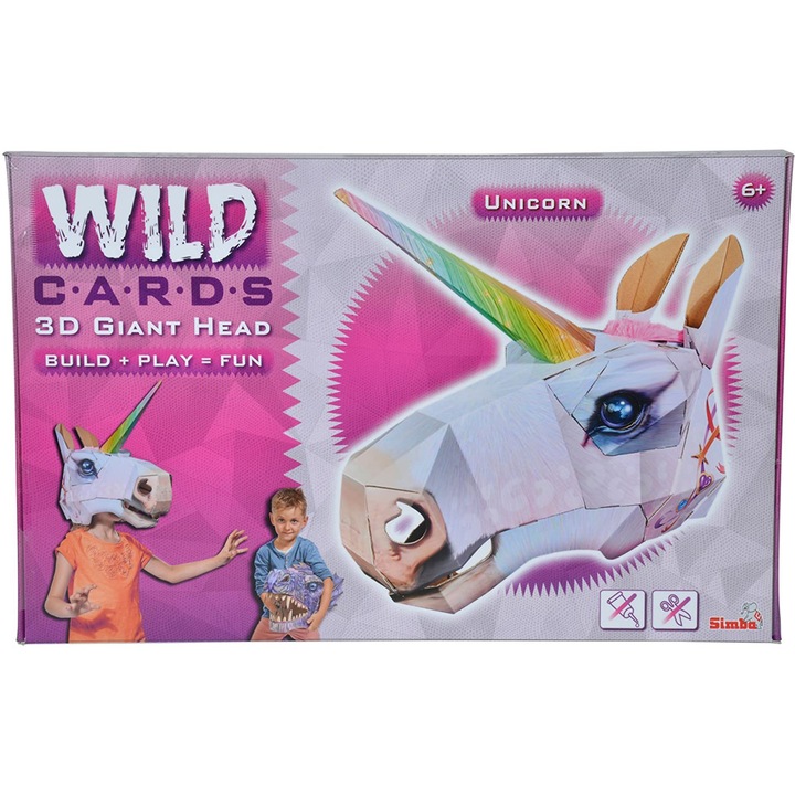 Kit creare masca pentru copii, Simba, Carton, Model Unicorn, 45 cm, 6 ani+, Multicolor