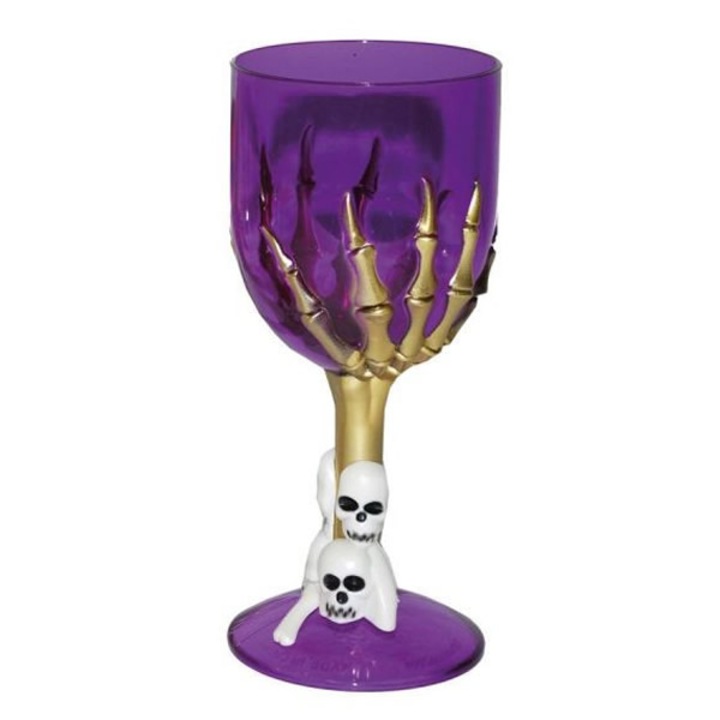 Boros lila pohár, csontvázas -műanyag- 18 cm