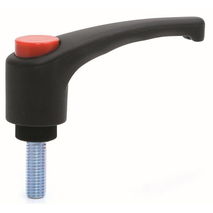 Maner din nylon, M10x20, Filet din zinc, Negru/Rosu