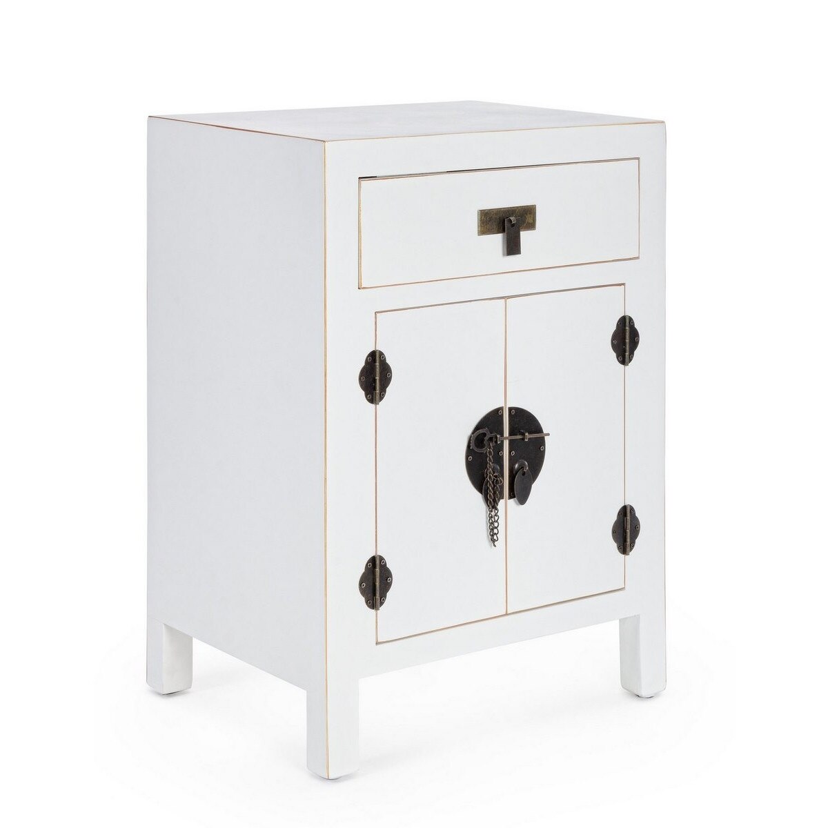 Noptiera 1 sertar 2 usi mdf alb Pechino 45 cm x 34 cm x 66h