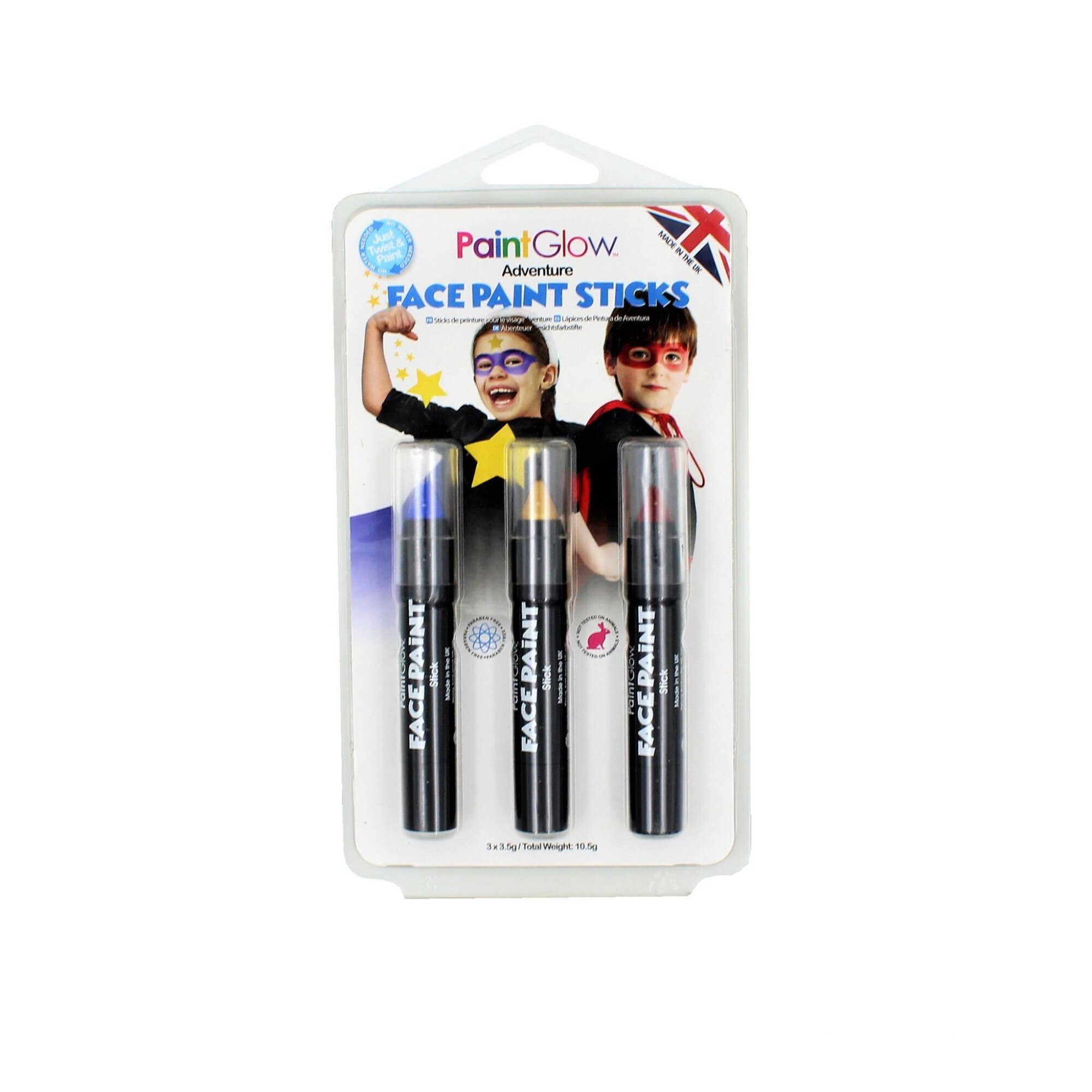 Set 3 creioane, pictura pe fata, PaintGlow, Adventure HP48, 3 x 3.5g