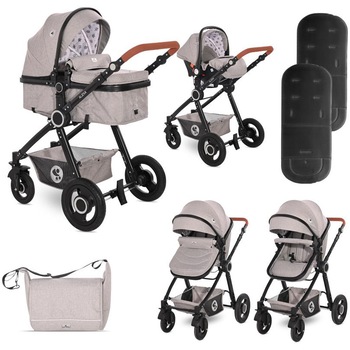 Carucior 3 in 1 Lorelli Alexa Opaline Grey Elephants, cos auto inclus, Gri Carucior 3 in 1 Lorelli Alexa Opaline Grey Elephants, cos auto inclus, Gri