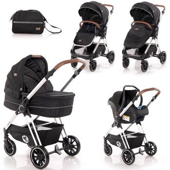 Carucior 3 in 1 Lorelli Angel, cadru din aluminiu, Negru Carucior 3 in 1 Lorelli Angel, cadru din aluminiu, Negru