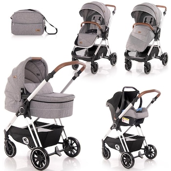 Carucior 3 in 1 Lorelli Angel, cadru din aluminiu, Gri Carucior 3 in 1 Lorelli Angel, cadru din aluminiu, Gri