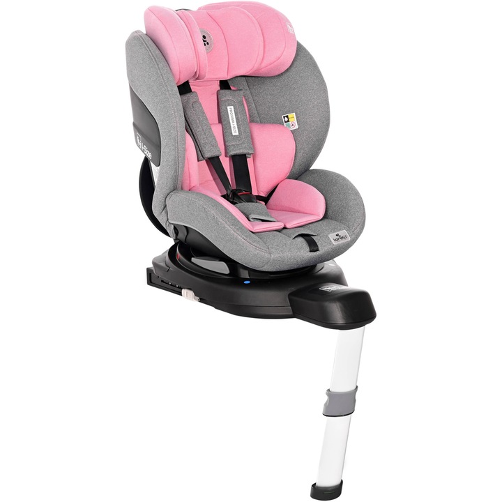 Стол за кола ISOFIX i-Size Lorelli Proxima, Въртящ се, 40-105 см, Розов/Сив