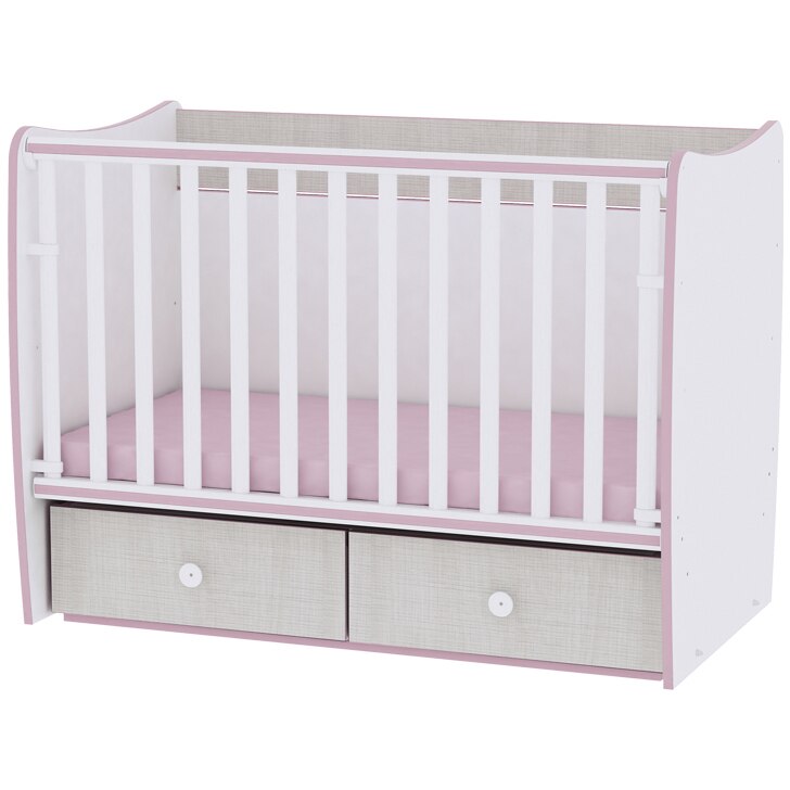 Patut balansoar Lorelli Matrix White Pink Crossline, 60 x 120 cm, transformabil, Roz/Alb