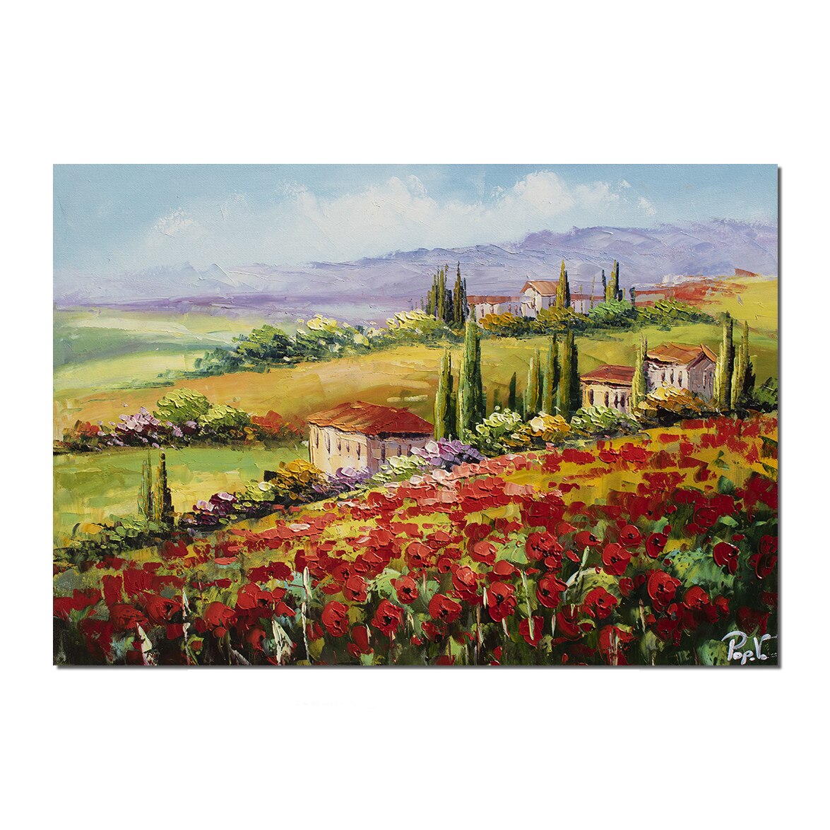 Tablou pictat manual living - Colt de rai (15) - 100x70cm ulei pe panza de in, cutit efect 3D