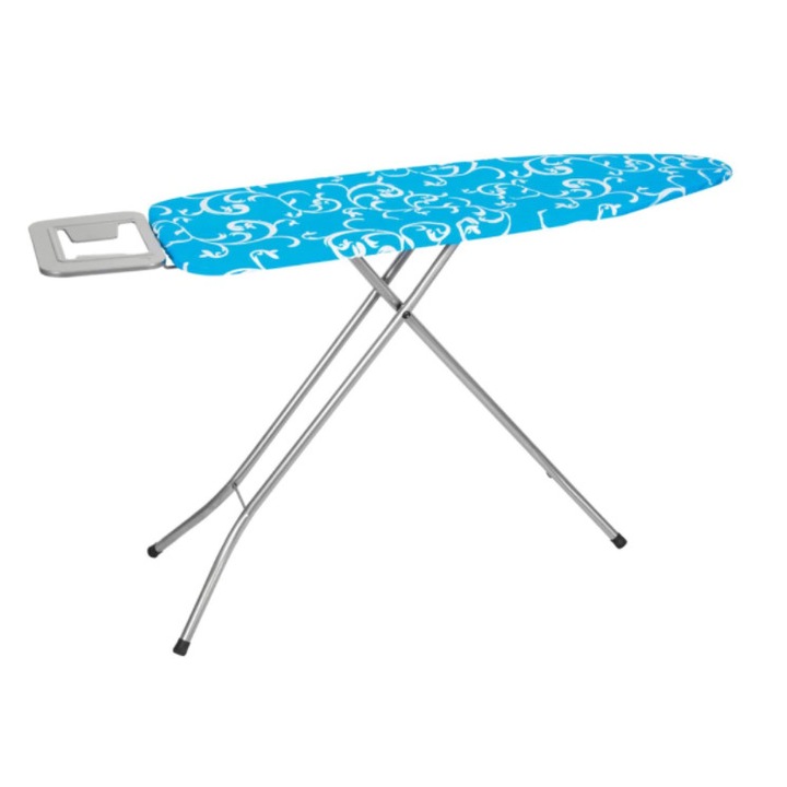 Masa de Calcat cu Imprimeu, Cadru din Metal, Blat Metalic, Suport pentru Fier, Picioare Antiderapabile, Inaltime Reglabile, Design Modern, Albastru