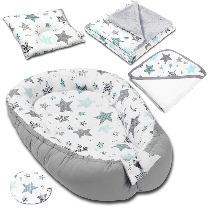 Set 5 piese Bebe Nou-Nascut Kidizi All Mint Stars