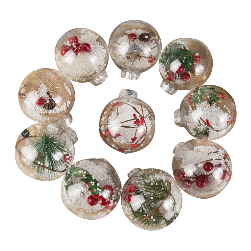 Set 10 globulet ideal pentru bradut, transparente, 8 cm