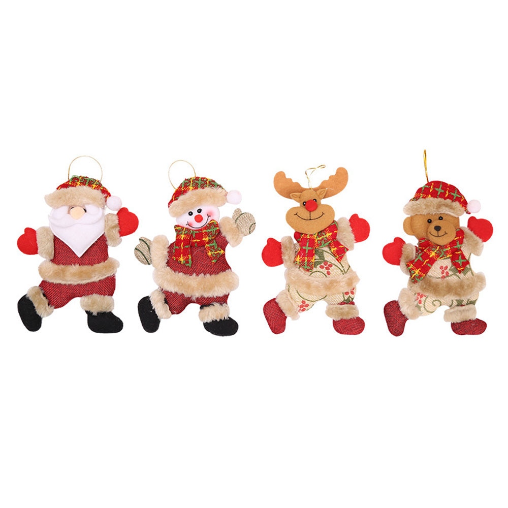 Set 4 ornament brad, figurine din textil, 13 x18cm, multicolor