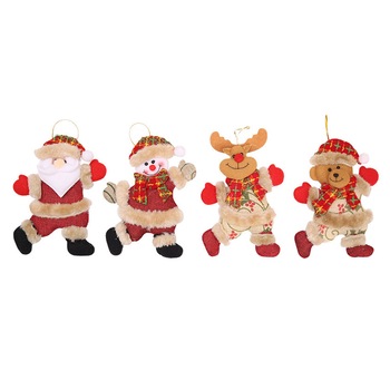 Set 4 ornament brad, figurine din textil, 13 x18cm, multicolor Set 4 ornament brad, figurine din textil, 13 x18cm, multicolor