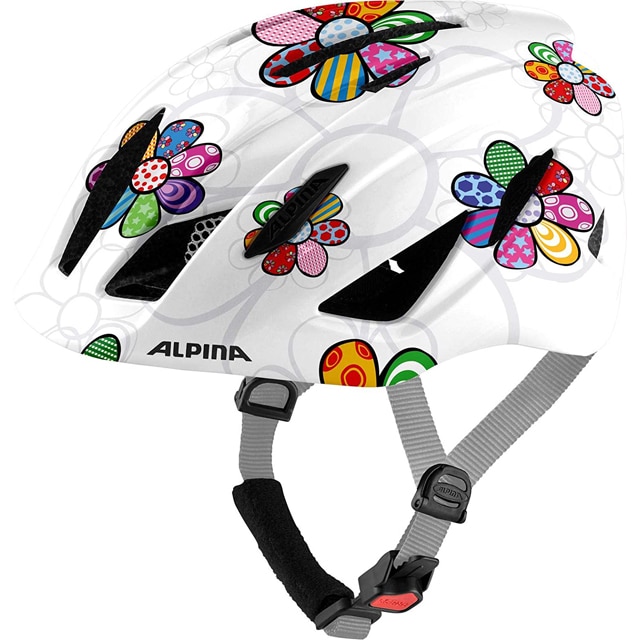 Casca protectie copii, Alpina, alba, 50-55 cm, cu imprimeu floral