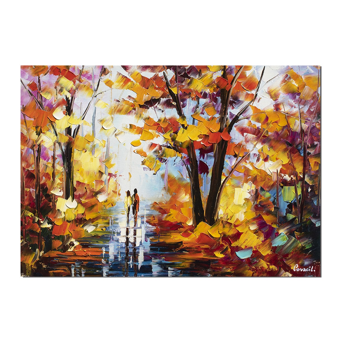 Tablou pictat manual - Impreuna pentru totdeauna (3) - 70x50cm ulei pe panza de in, cutit efect 3D