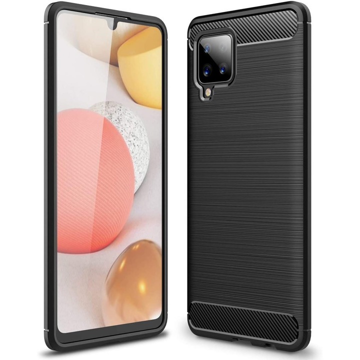 R-PROTECT Samsung Galaxy A42 5G Szilikon Tok Carbon TPU Fekete