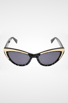 Love Moschino, Ochelari de soare cat-eye cu logo, Negru/Auriu, 53-19-140 Standard Love Moschino, Ochelari de soare cat-eye cu logo, Negru/Auriu, 53-19-140 Standard