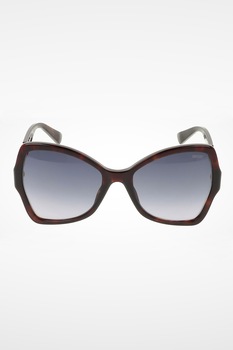 Love Moschino, Ochelari de soare butterfly cu detalii cu aspect lant, Maro inchis/Auriu, 54-19-140 Standard Love Moschino, Ochelari de soare butterfly cu detalii cu aspect lant, Maro inchis/Auriu, 54-19-140 Standard