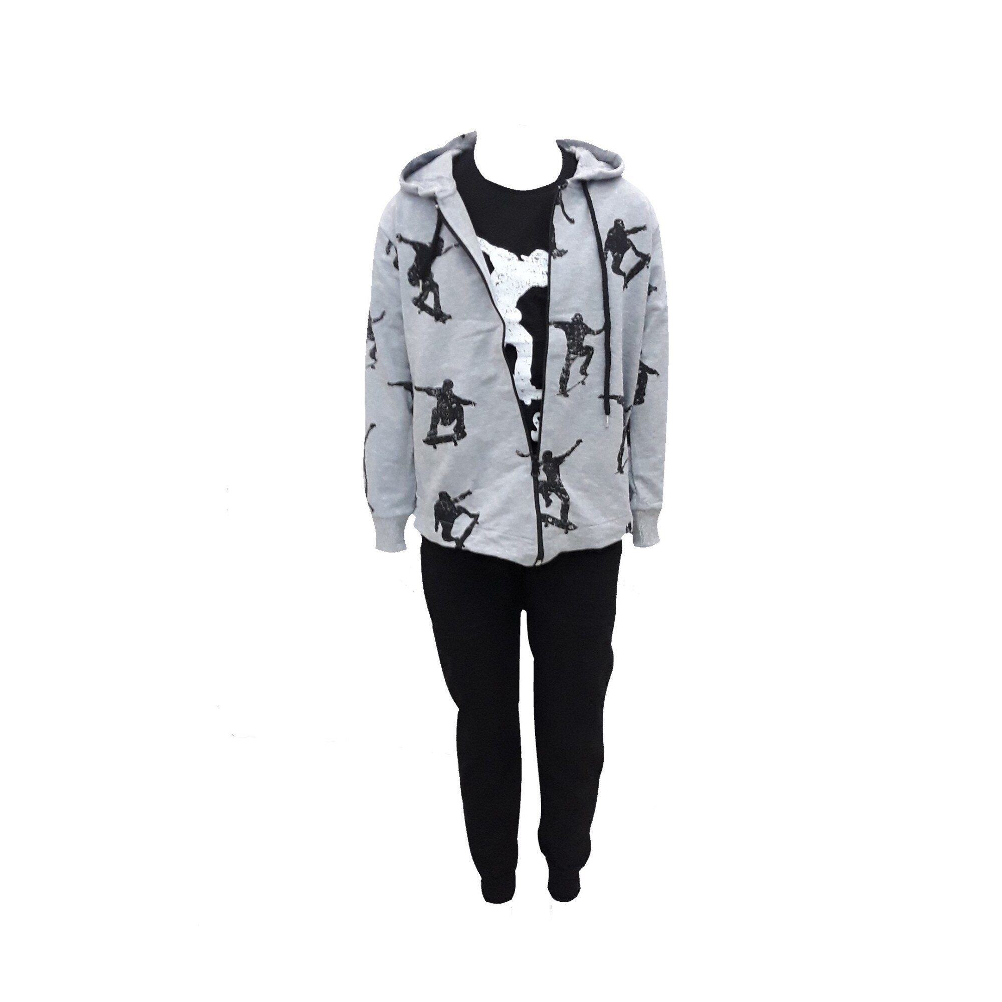Compleu sport, baieti, trei piese, Gri/Negru