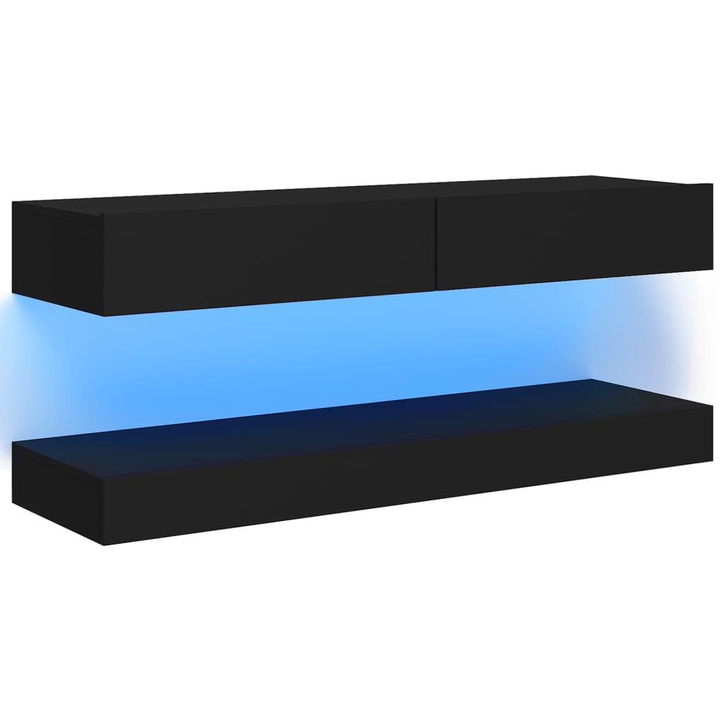 Comoda TV cu lumini LED, vidaXL, PAL, 120 x 35 x 15,5 cm, Negru