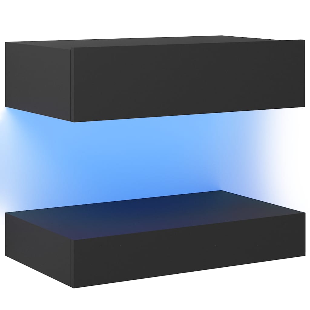 Noptiera cu LED din PAL, vidaXL, 60x35x 5.5 cm, Gri