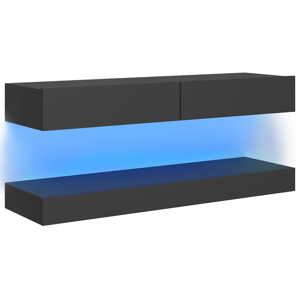 Comoda TV cu lumini LED, vidaXL, PAL, 120 x 35 x 15,5 cm, Gri