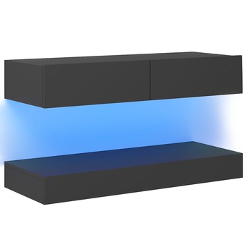Comoda TV cu lumini LED, vidaXL, PAL, 90 x 35 x 15,5 cm, Gri Comoda TV cu lumini LED, vidaXL, PAL, 90 x 35 x 15,5 cm, Gri