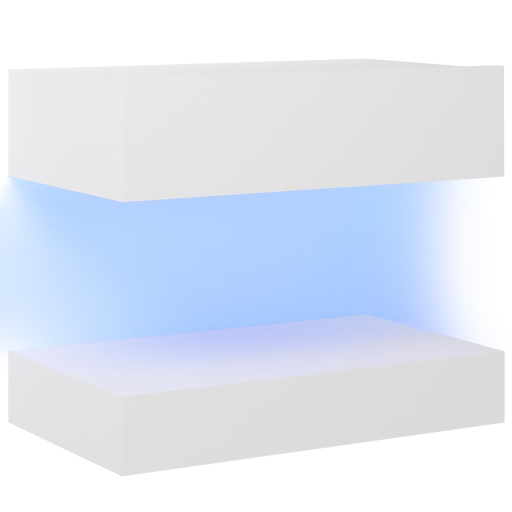 Comoda TV cu lumini LED, vidaXL, PAL, 60 x 35 x 15,5 cm, Alb