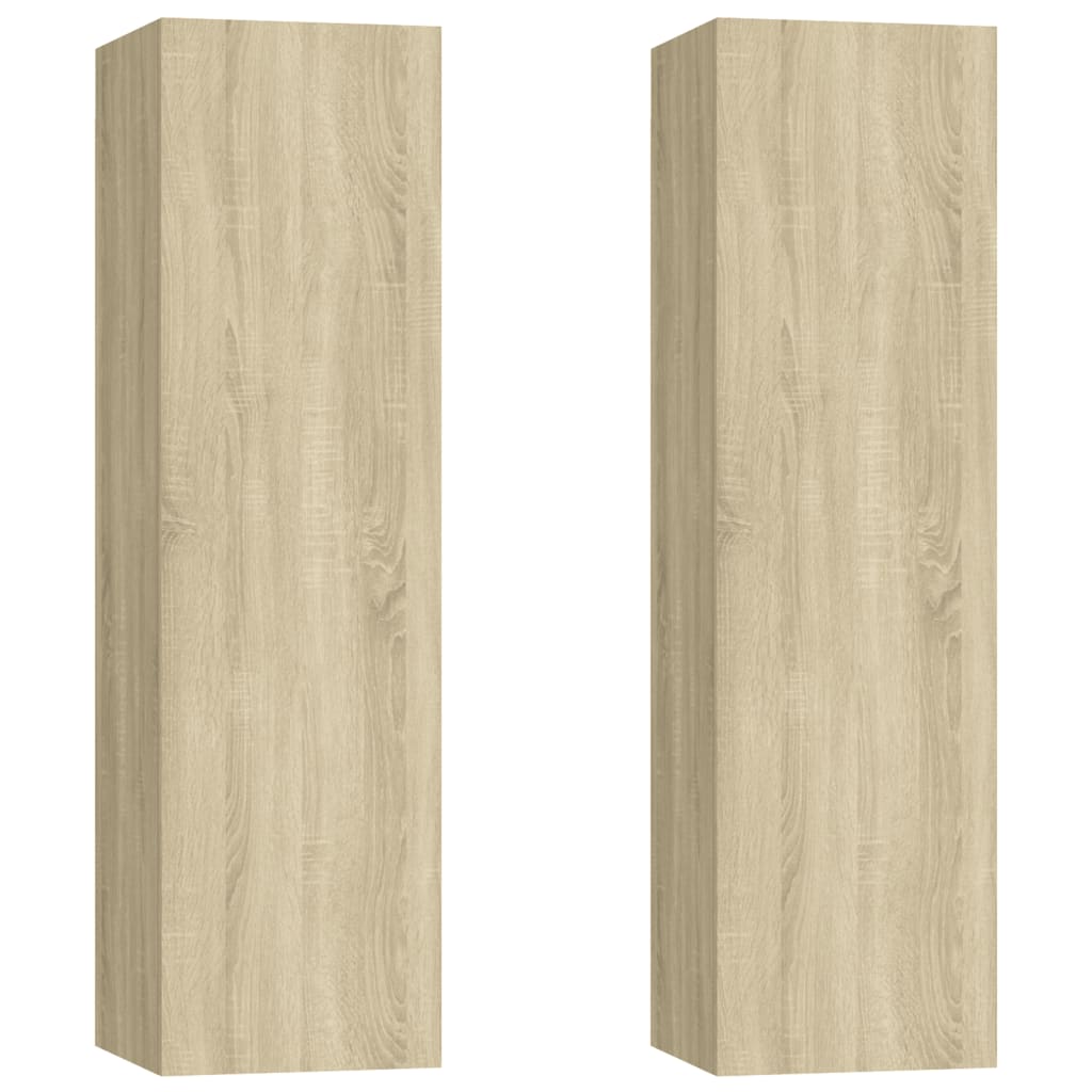 Set de 2 comode TV vidaXL, PAL, 30.5 x 30 x 110 cm, Maro/Stejar Sonoma