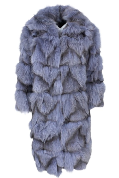 Дамско палто, Естествен косъм от лисица, Snow Queen, Светлосин