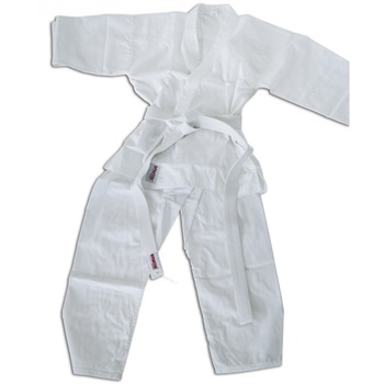 Kimono pentru karate, Spartan, 110 cm, bluza si pantaloni cu armatura dubla si talie elastica, centura alba Kimono pentru karate, Spartan, 110 cm, bluza si pantaloni cu armatura dubla si talie elastica, centura alba